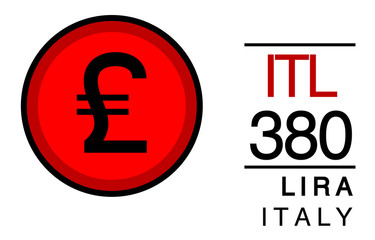 Obraz premium ITL, 380, Lira, Italy Banking Currency icon typography logo banner set isolated on background. Abstract concept graphic element. Collection of currency symbols ISO 4217 signs used in country