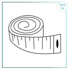 Vector centimeter icon for measuring body volume. Body weight control.