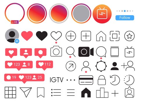 Instagram.Instagram. Mobile Ui Social Media Icon. Stories User Button, Live Streaming, Symbol, Sign Logo. Vector Illustration.