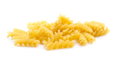 heap of pasta on white background