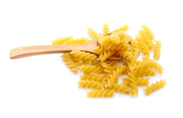 heap of pasta on white background