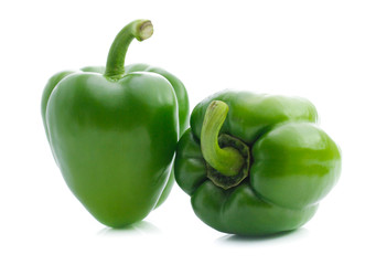 Green pepper on white background