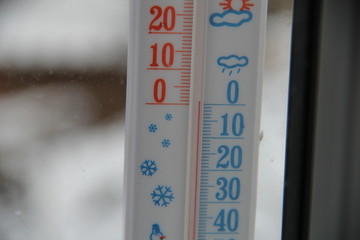 thermometer. temperature difference. zero temperature.  thermometer on white background