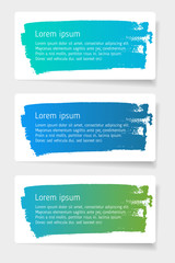 colorful vector stickers, labels with brush stroke hand painted background