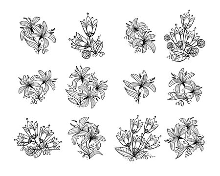 Set of floral compositions.