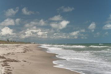 Tropical paradise beach, wide panorama. Ocean line landscape.