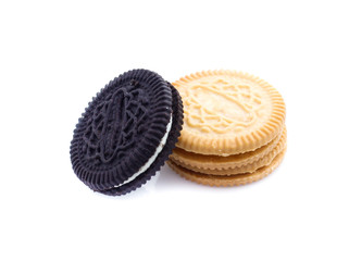 cookies with cream filling isolated on white background