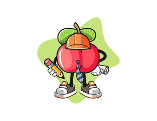 Acerola architect mascot design vector. Cartoon character illustration for business, t shirt, sticker.