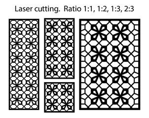 Cnc template set. Laser pattern. Set of geometric decorative vector panels for laser cutting.