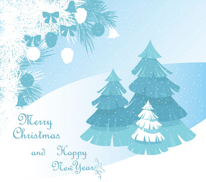 Christmas. Christmas background. vector image of christmas decorations and trees