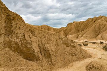 Fototapeta premium Clay eroded rocks in the Spanish badlands Bardenas Reales