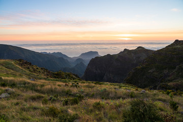 Sunrise over the cloud cover in the east of Madeira