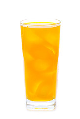Orange juice glass, isolated on white background