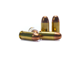 cartridges of .45 ACP pistols ammo isolated