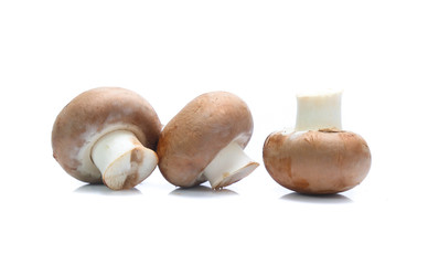 Fresh champignon mushrooms isolated on white