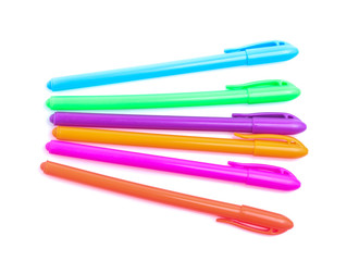 Colorful  pen set on isolated background
