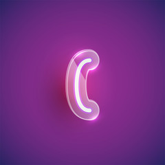 Naklejka premium Realistic neon 'bracket' character with plastic case around, vector illustration