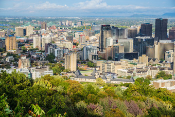 Naklejka premium Panoramic aerial view of Montreal city skyline in Quebec