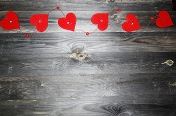 valentine's day love holiday concept hearts on old wooden background
