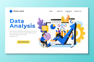 Modern flat design illustration of Data Analysis. Can be used for website and mobile website or Landing page. Vector illustration