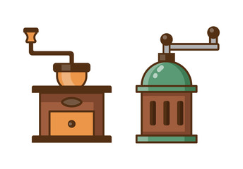 Manual Retro Coffee Grinder Line Art Icons