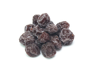 Dried  plums isolated on white background