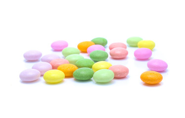colorful candies on white background