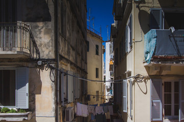 street in corfu greece