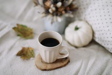 Autumnal decoration and composition. Autumn, fall, halloween, thanksgiving day concept.