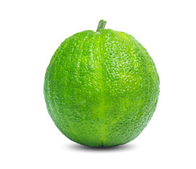 Green orange fruit slice isolated on white background