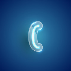 Naklejka premium Realistic neon 'bracket' character with plastic case around, vector illustration