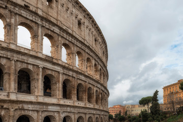Fototapeta premium View of the Colosseum with the city of Rome