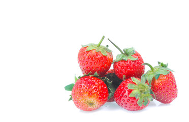 Strawberries with leaves. Isolated on a white background