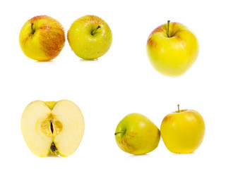 set of yellow apples isolated