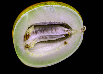 Melon the Ethiopian in the form of a cut on a black background