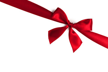 Red gift bow on white