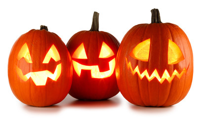 Halloween Pumpkins on white