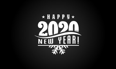 2020 happy new year black and white flat logo template