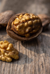 walnuts on wooden background