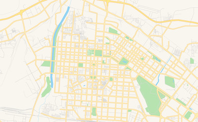 Obraz premium Printable street map of Baotou, China