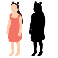 silhouette of a child, a girl in a dress