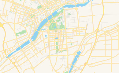Obraz premium Printable street map of Luoyang, China