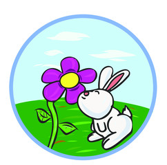 flor y conejito en el campo