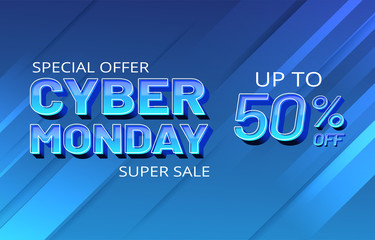 Cyber monday sale illustration. Sale banner template for promotion, advertising, social media, web banner