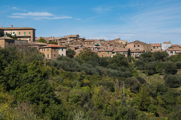 Fototapeta na wymiar Veduta panoramica di Montalcino, deliziosa città medievale
