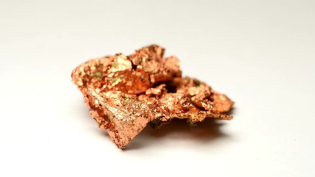 copper nugget, closeup on a turn table
