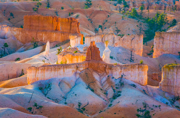 beautiful landscape in Bryce Canyon with magnificent Stone formation like Amphitheater, temples,...