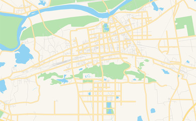 Printable street map of Huainan, China