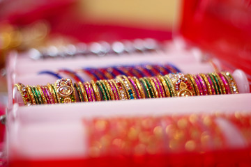 Indian traditional colorful bangle set in box 