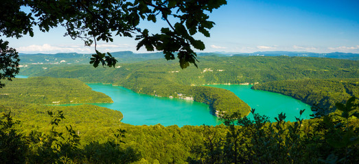 panorama of the lac de vouglans river, france